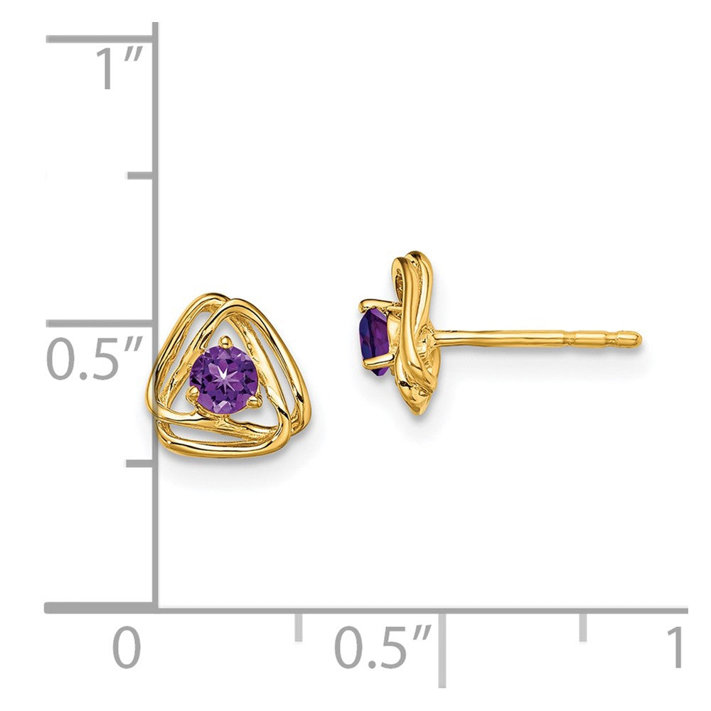 14k Yellow Gold Amethyst Post Earrings