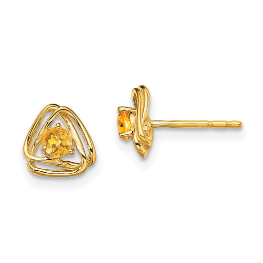 14k Yellow Gold Citrine Post Earrings