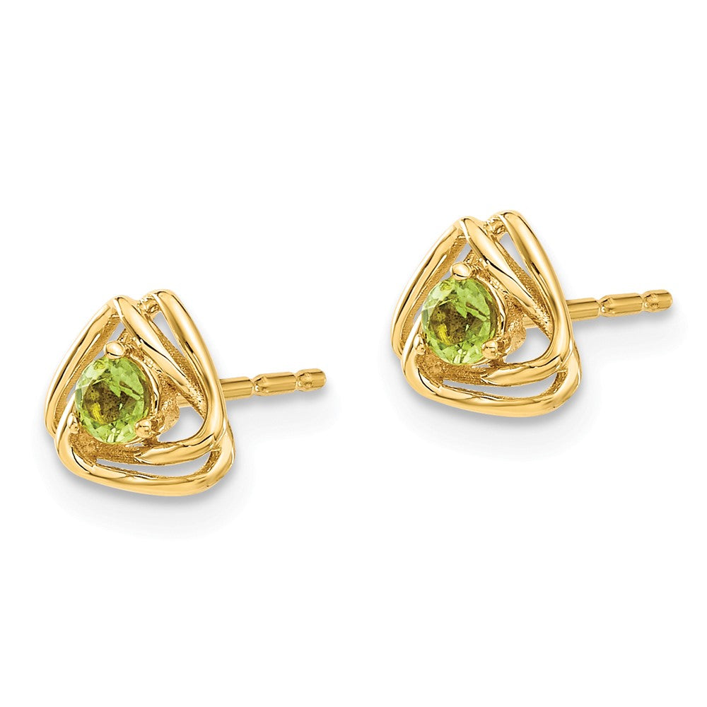 14k Yellow Gold Peridot Post Earrings