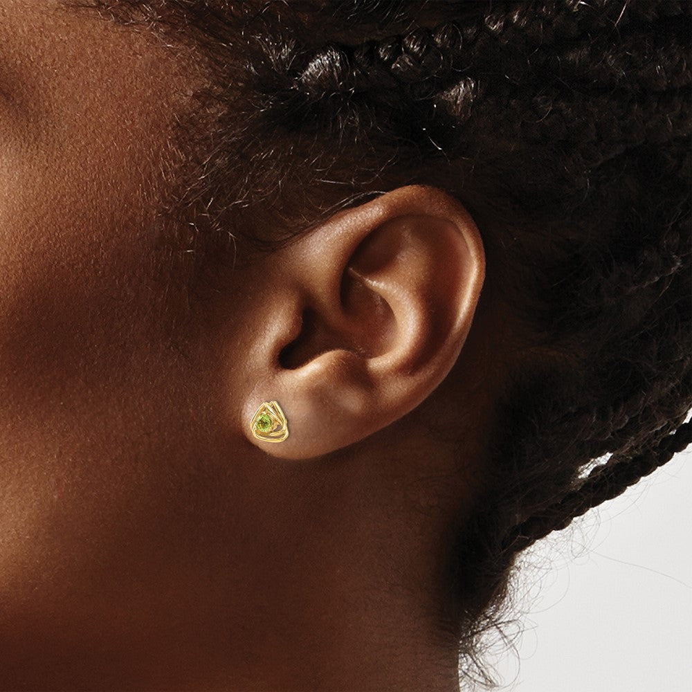 14k Yellow Gold Peridot Post Earrings