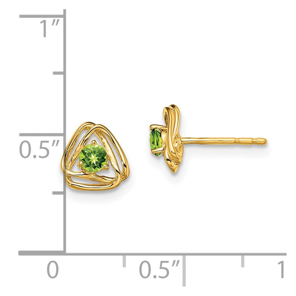 14k Yellow Gold Peridot Post Earrings