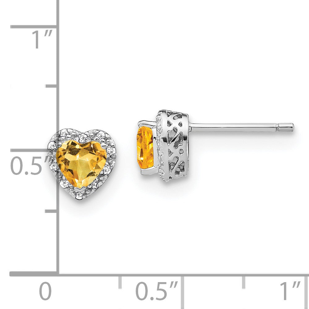 Sterling Silver Citrine and Real Diamond Earrings