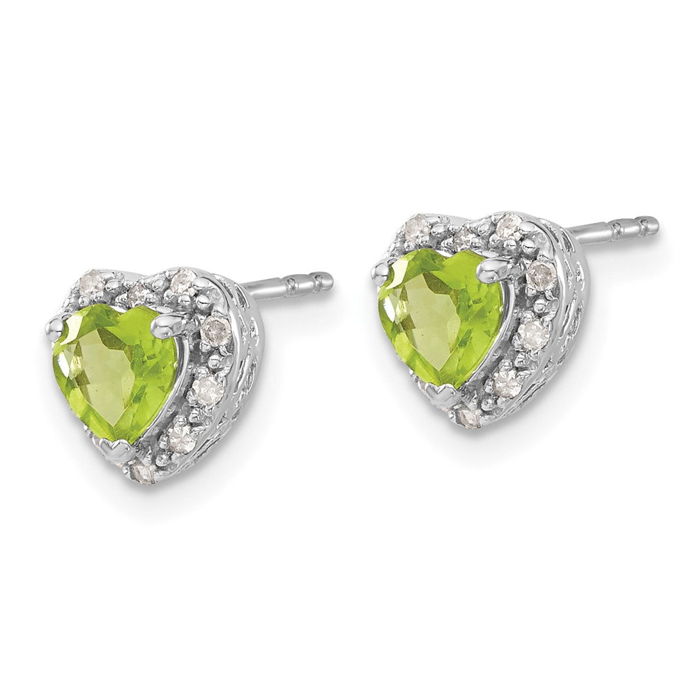 Sterling Silver Peridot and Real Diamond Earrings