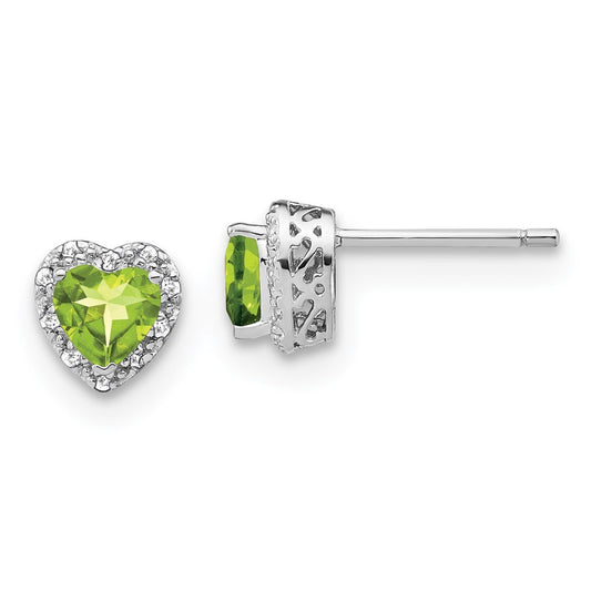 Sterling Silver Peridot and Real Diamond Earrings