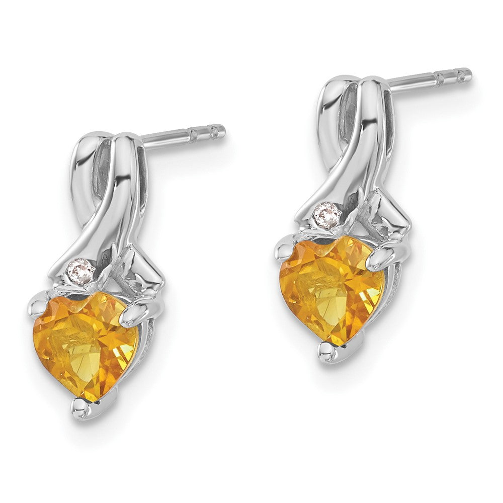 Sterling Silver Citrine and Real Diamond Earrings