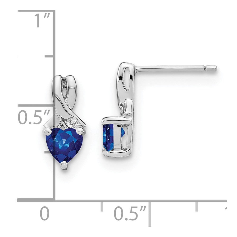 Sterling Silver Created Sapphire and Real Diamond Earrings