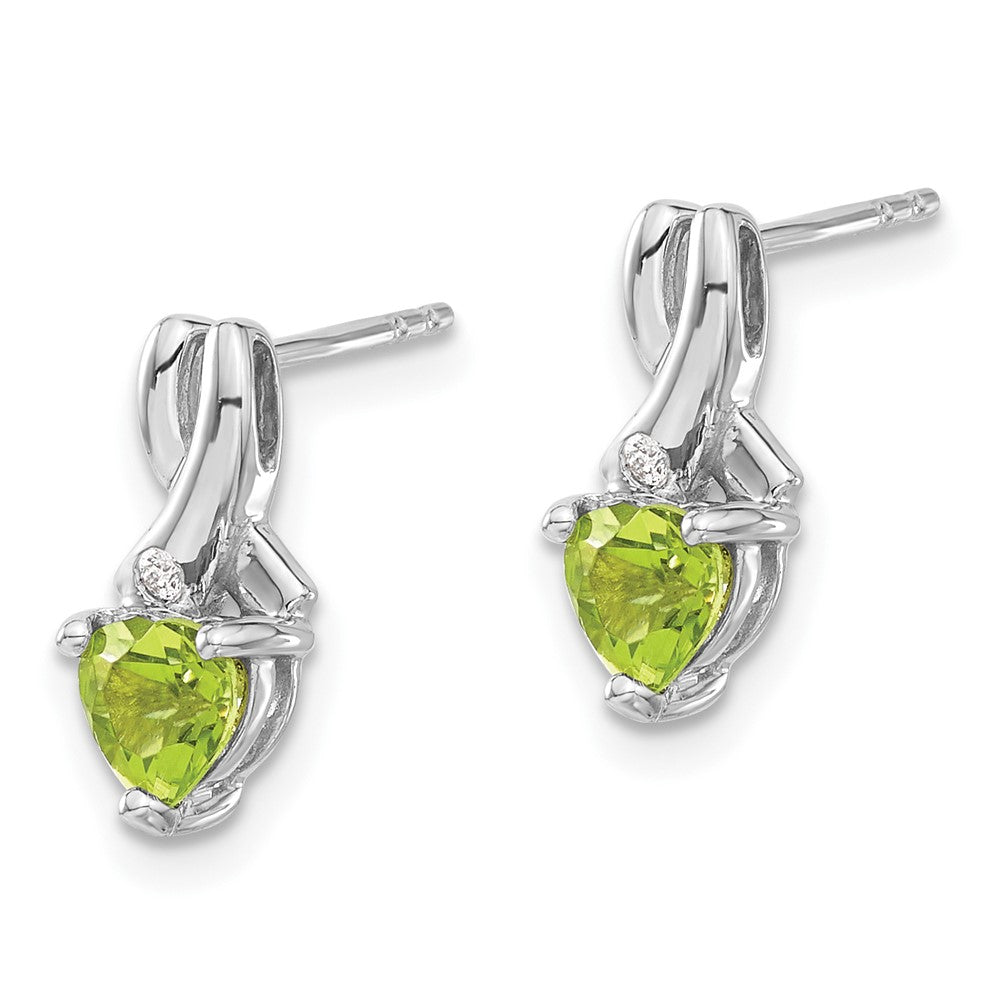 Sterling Silver Peridot and Real Diamond Earrings