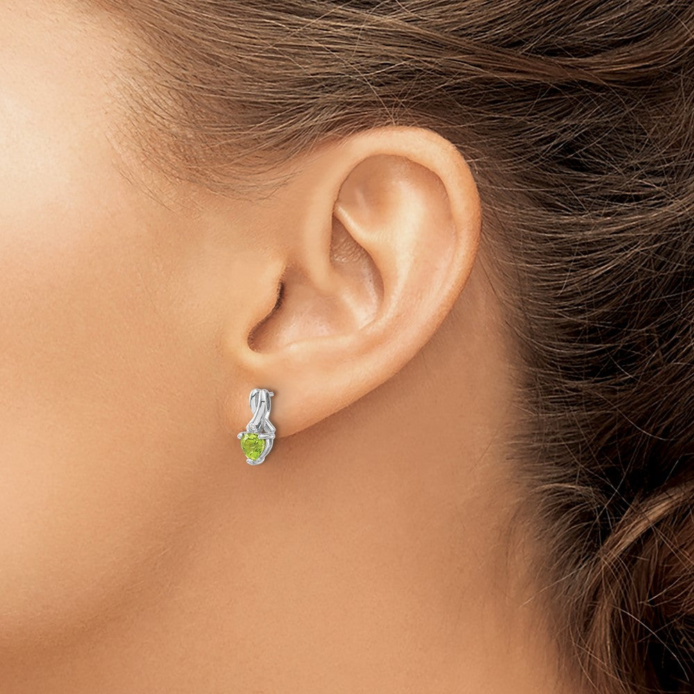 Sterling Silver Peridot and Real Diamond Earrings