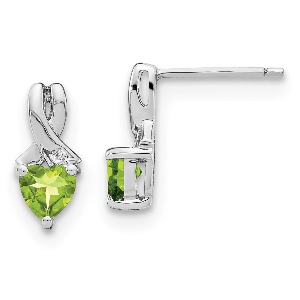 Sterling Silver Peridot and Real Diamond Earrings