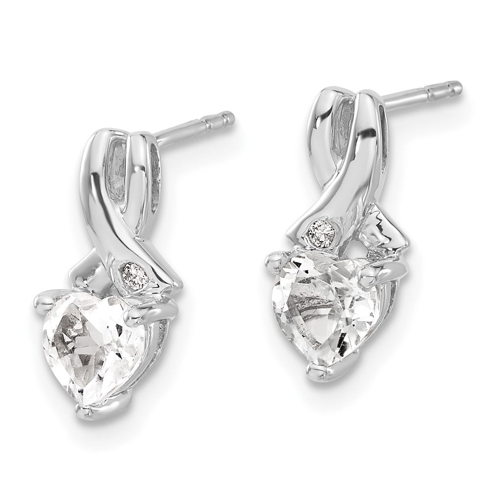 Sterling Silver White Topaz and Real Diamond Earrings