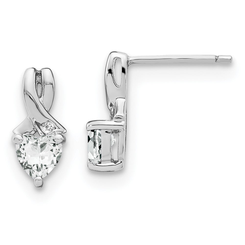 Sterling Silver White Topaz and Real Diamond Earrings