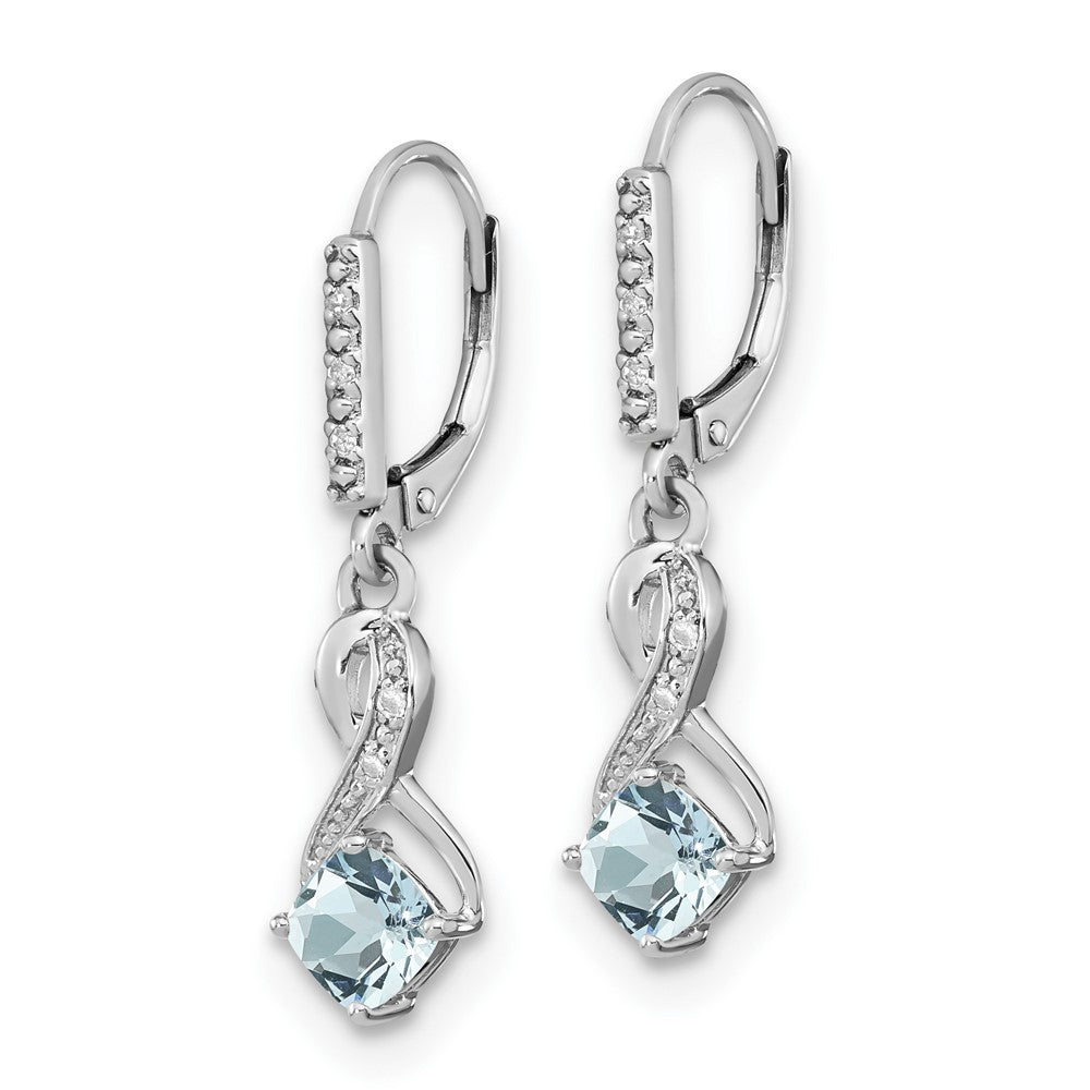 Sterling Silver Aquamarine and Real Diamond Earrings