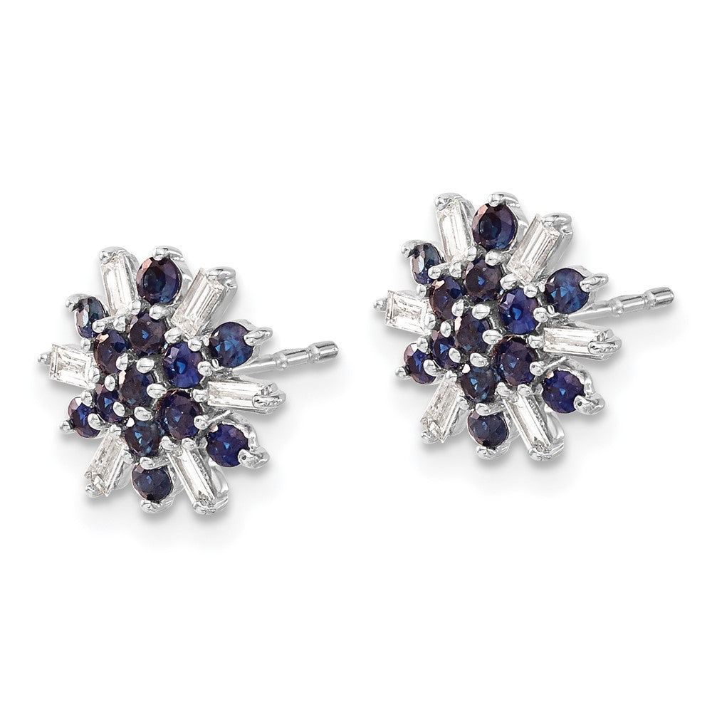 14k White Gold Sapphire and Real Diamond Earrings