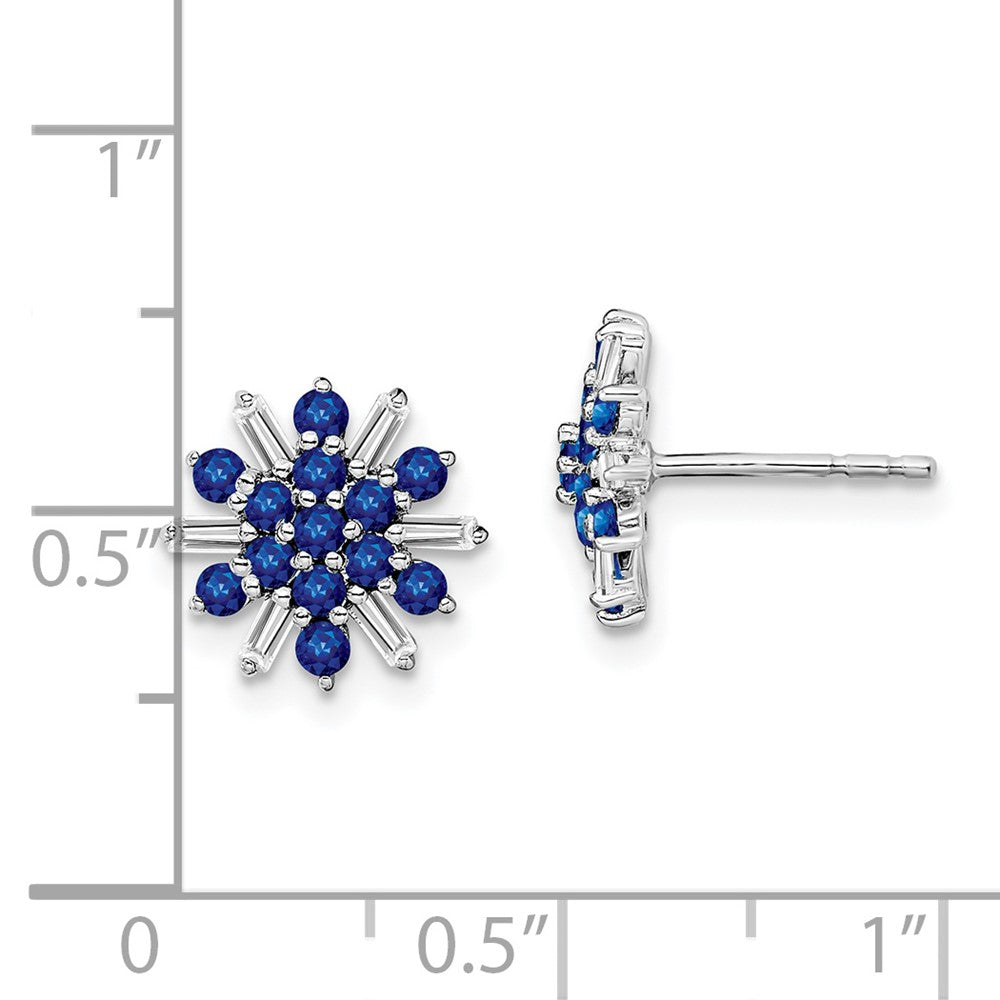 14k White Gold Sapphire and Real Diamond Earrings