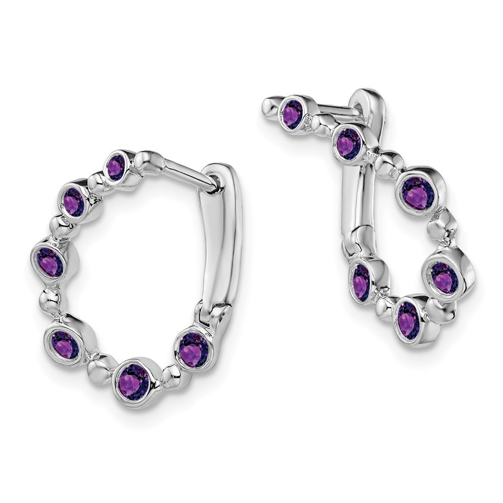 14k White Gold Amethyst Teardrop Hoop Earrings