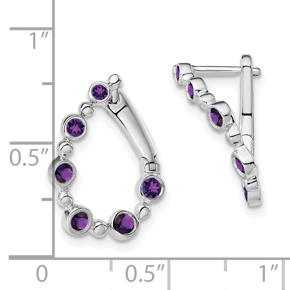 14k White Gold Amethyst Teardrop Hoop Earrings