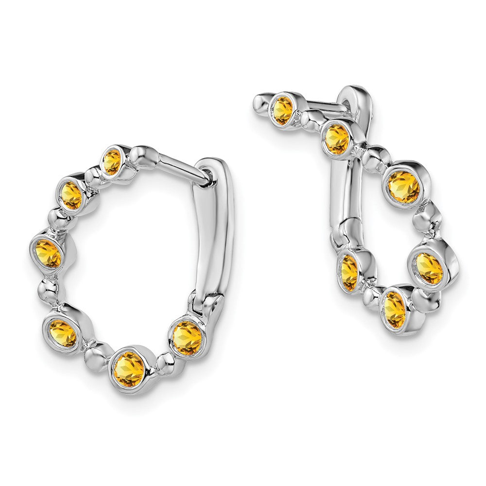 14k White Gold Citrine Teardrop Hoop Earrings