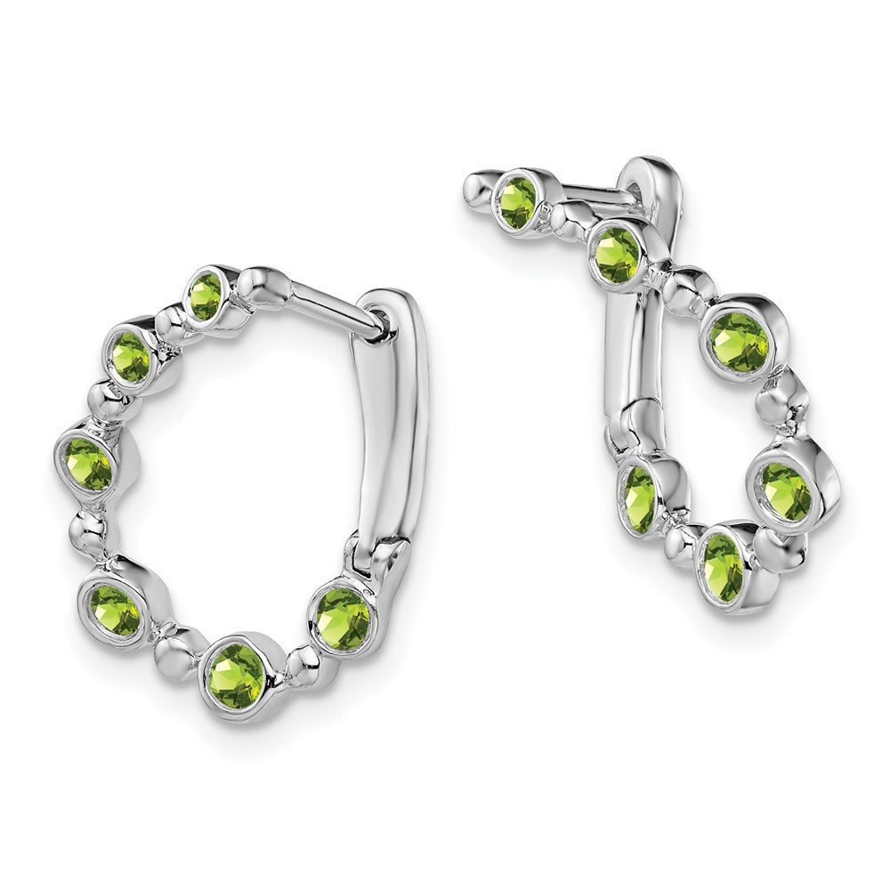 14k White Gold Peridot Teardrop Hoop Earrings