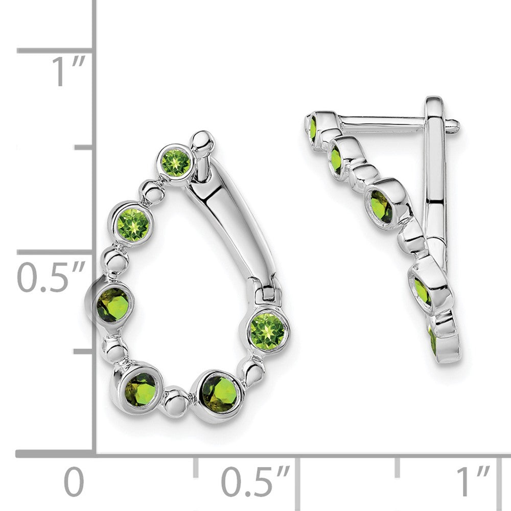 14k White Gold Peridot Teardrop Hoop Earrings