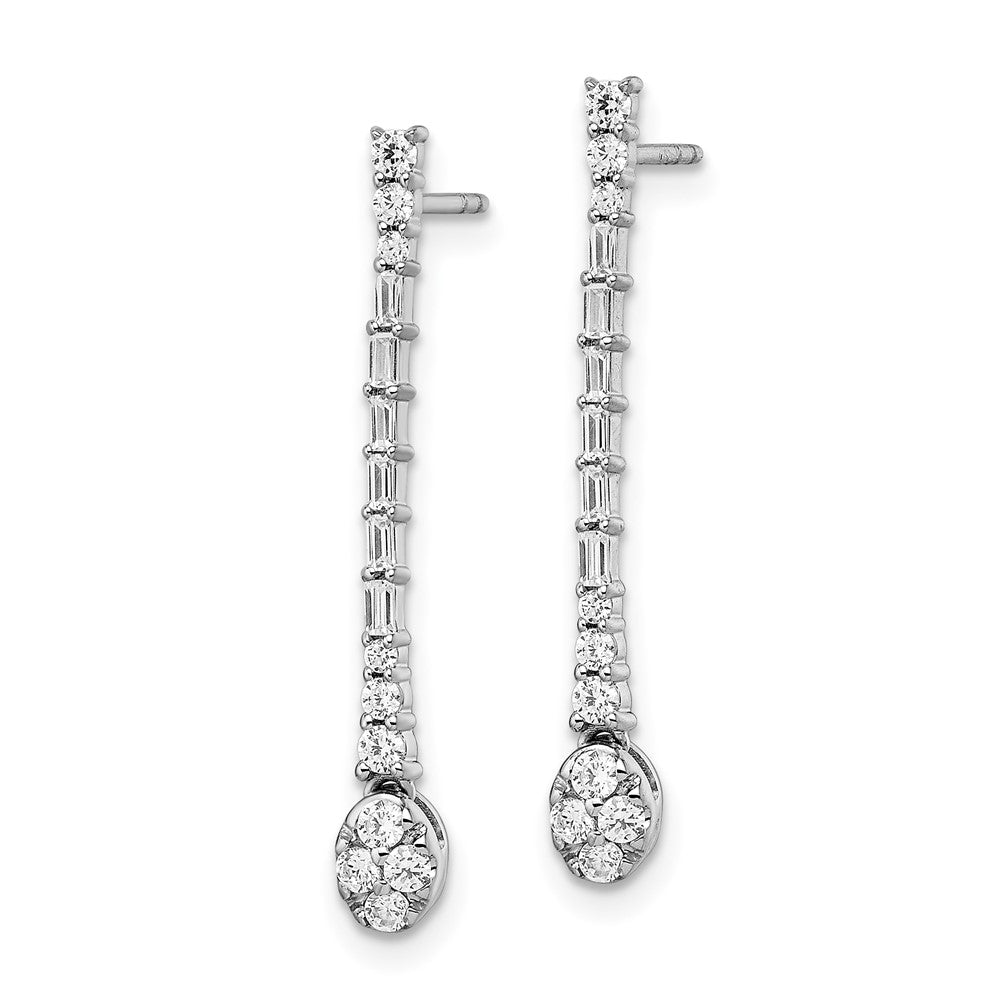 14k White Gold Polished Real Diamond Drop Post Earrings