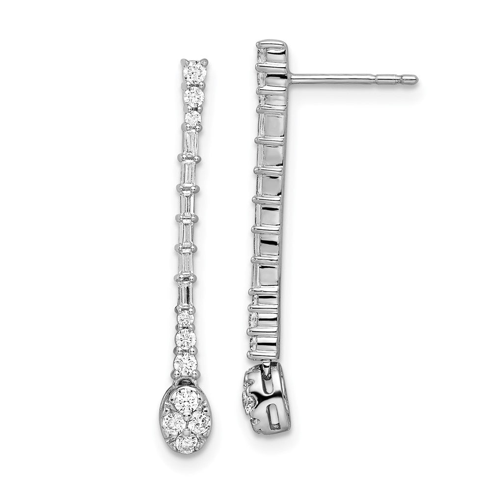 14k White Gold Polished Real Diamond Drop Post Earrings