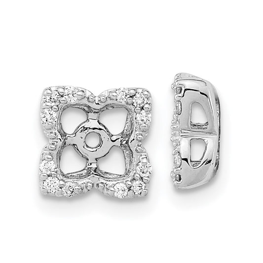 14k White Gold Real Diamond Earring Jackets