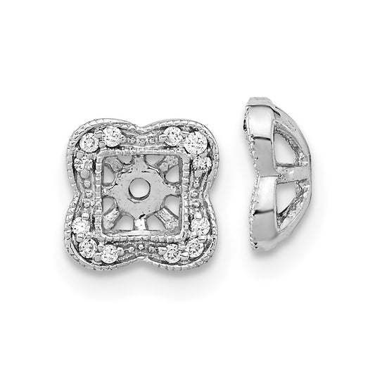 14k White Gold Real Diamond Earring Jackets