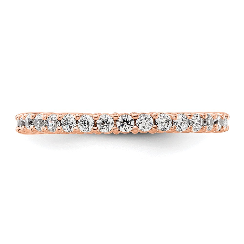 Solid Real 14k Rose Gold Polished Shared Prong 1/2ct CZ Eternity Wedding Band Ring