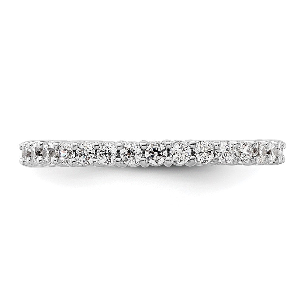 Solid Real 14k White Gold Polished Shared Prong 1/2ct CZ Eternity Wedding Band Ring