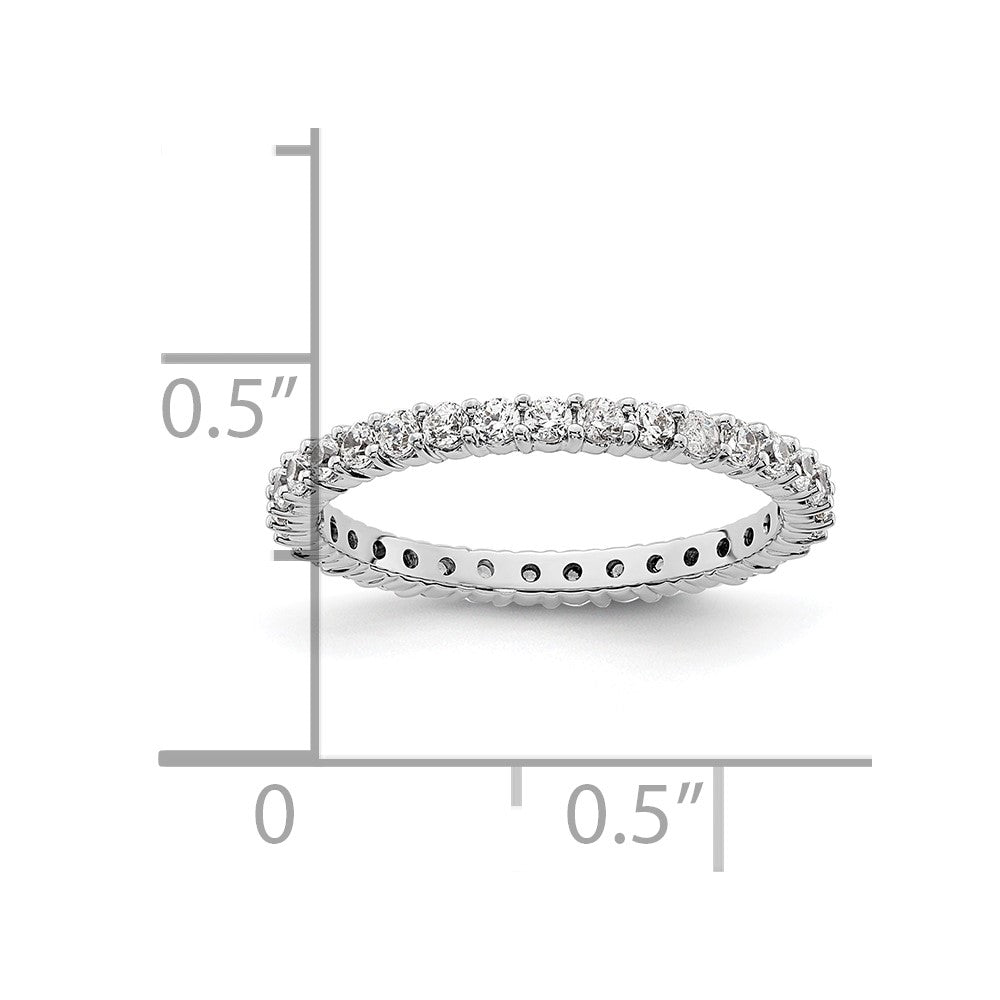 Solid Real 14k White Gold Polished Shared Prong 1/2ct CZ Eternity Wedding Band Ring