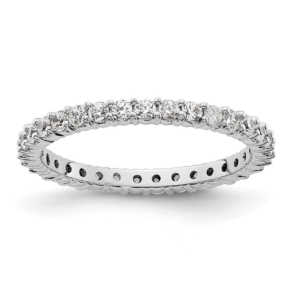 Solid Real 14k White Gold Polished Shared Prong 1/2ct CZ Eternity Wedding Band Ring