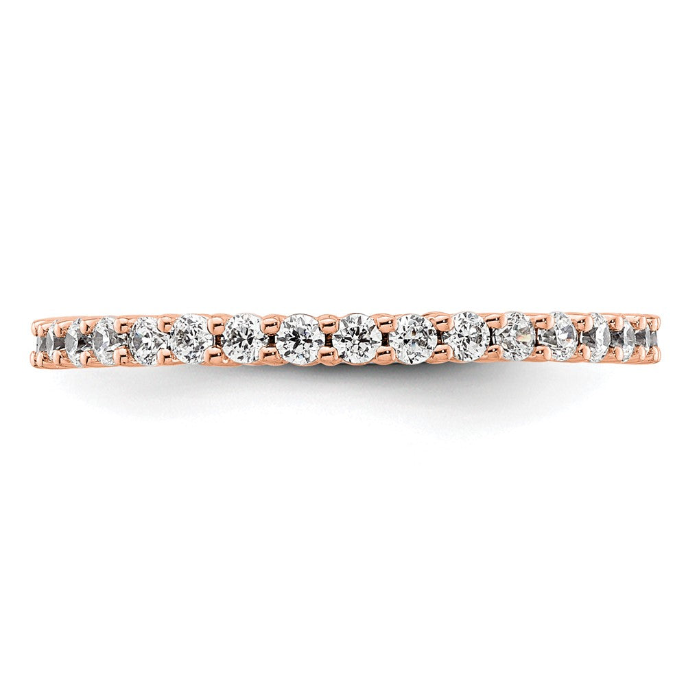 Solid Real 14k Rose Gold Polished Shared Prong 1/2ct CZ Eternity Wedding Band Ring