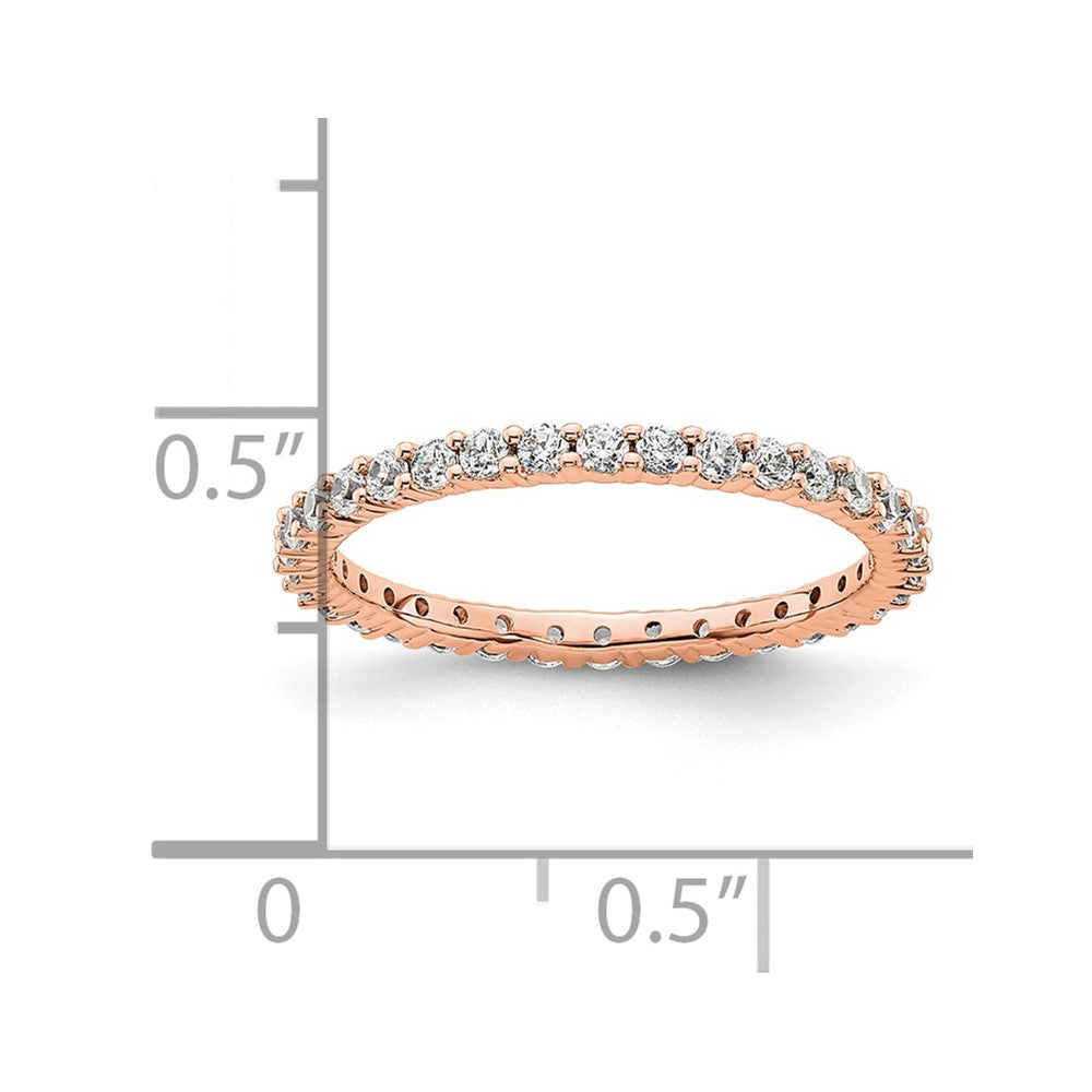 Solid Real 14k Rose Gold Polished Shared Prong 1/2ct CZ Eternity Wedding Band Ring