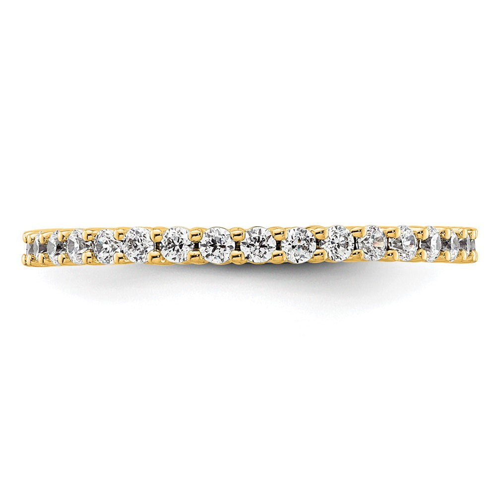 Solid Real 14k Polished Shared Prong 1/2ct CZ Eternity Wedding Band Ring