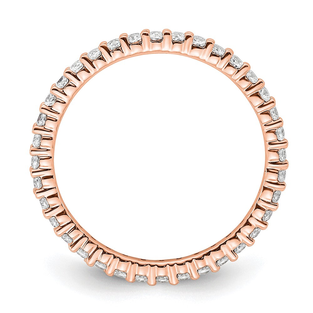 Solid Real 14k Rose Gold Polished Shared Prong 1/2ct CZ Eternity Wedding Band Ring