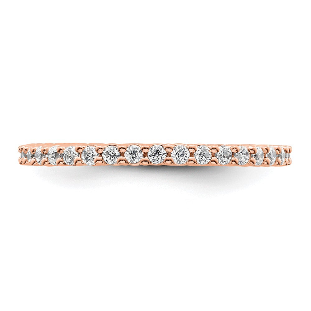 Solid Real 14k Rose Gold Polished Shared Prong 1/2ct CZ Eternity Wedding Band Ring