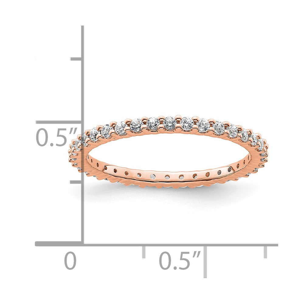 Solid Real 14k Rose Gold Polished Shared Prong 1/2ct CZ Eternity Wedding Band Ring