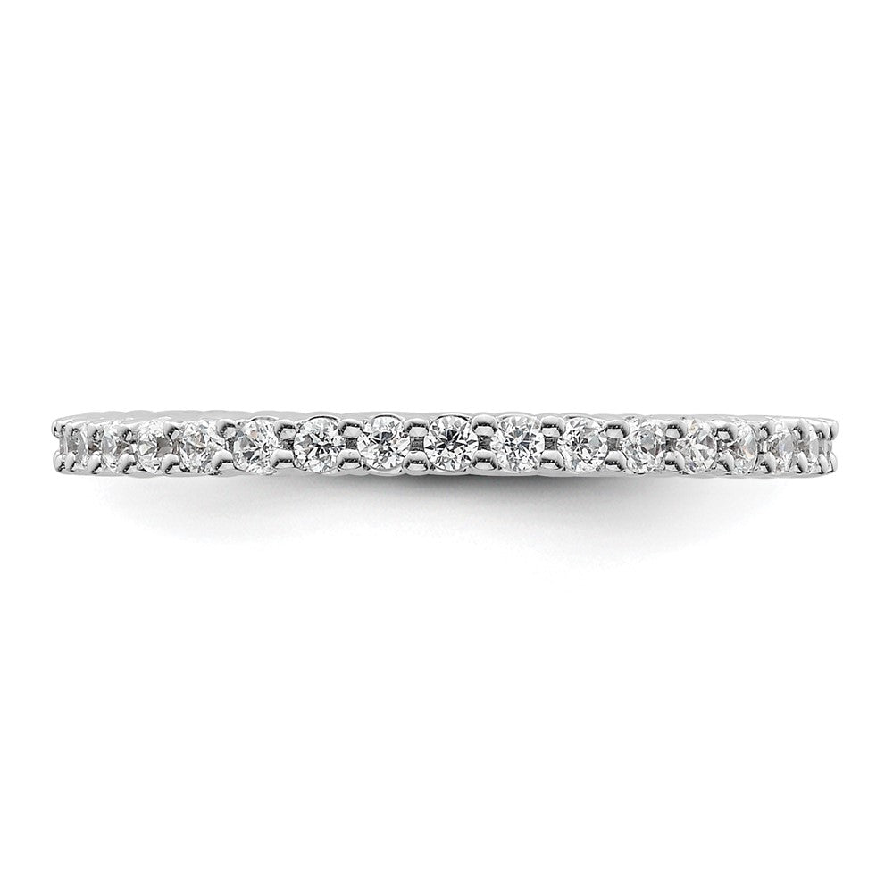 Solid Real 14k White Gold Polished Shared Prong 1/2ct CZ Eternity Wedding Band Ring