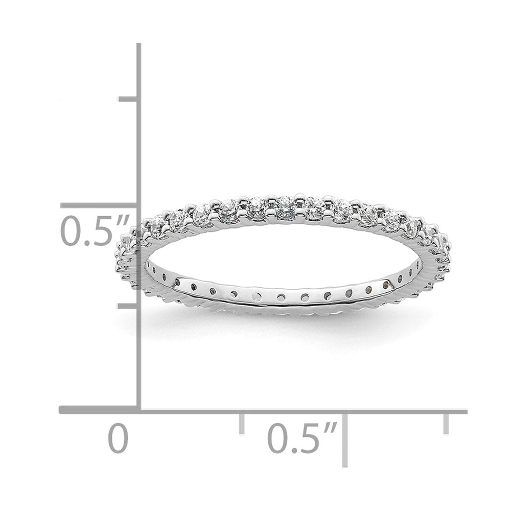 Solid Real 14k White Gold Polished Shared Prong 1/2ct CZ Eternity Wedding Band Ring