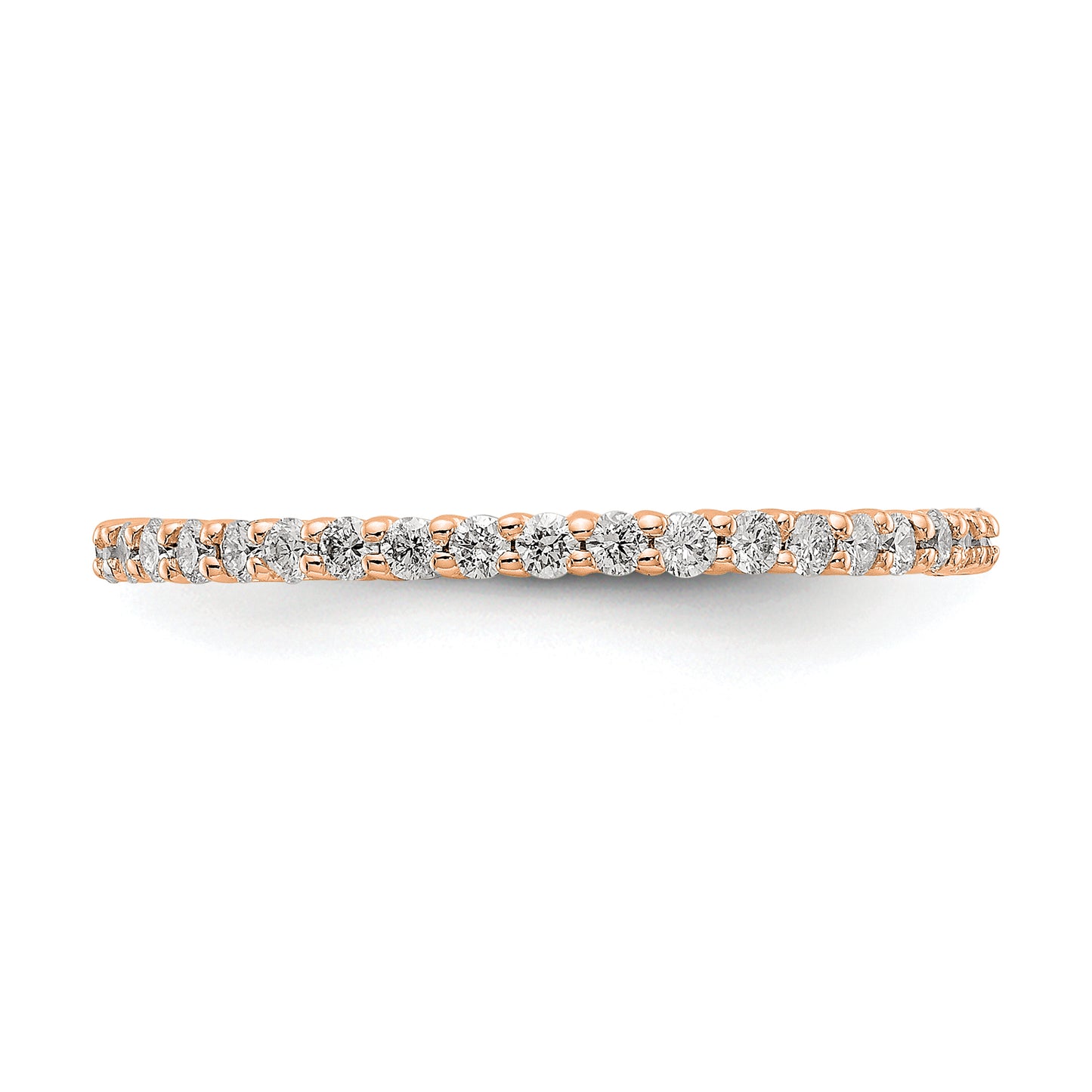 Solid Real 14k Rose Gold Polished Shared Prong 1/2ct CZ Eternity Wedding Band Ring