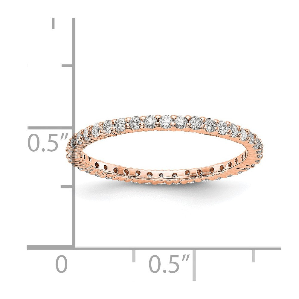 Solid Real 14k Rose Gold Polished Shared Prong 1/2ct CZ Eternity Wedding Band Ring