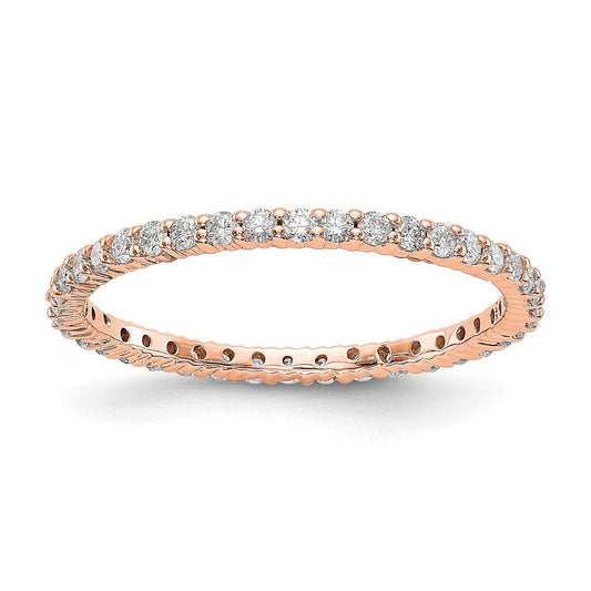 Solid Real 14k Rose Gold Polished Shared Prong 1/2ct CZ Eternity Wedding Band Ring