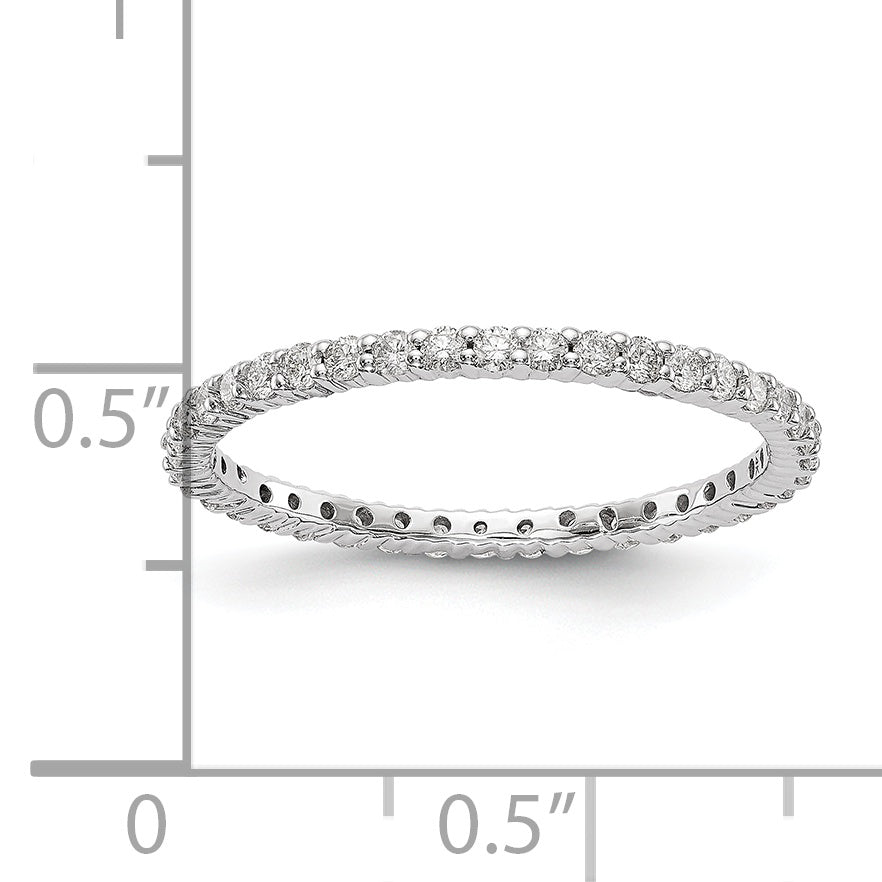 Solid Real 14k White Gold Polished Shared Prong 1/2ct CZ Eternity Wedding Band Ring