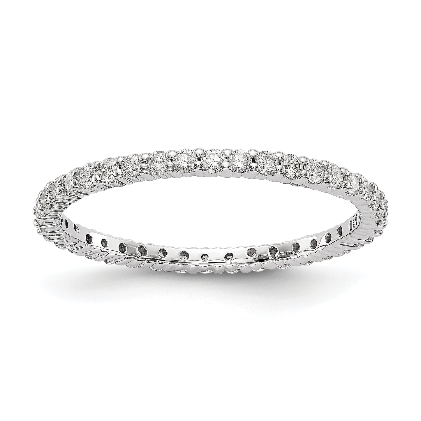 Solid Real 14k White Gold Polished Shared Prong 1/2ct CZ Eternity Wedding Band Ring