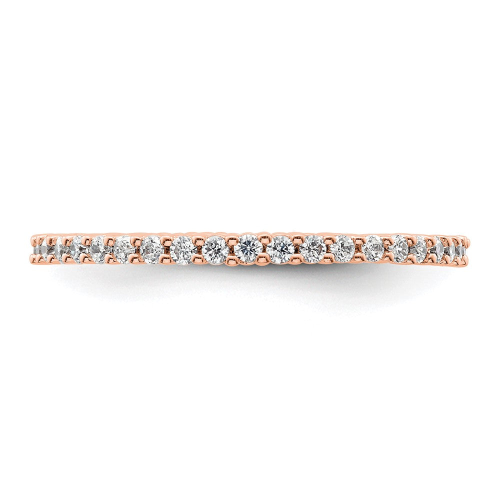 Solid Real 14k Rose Gold Polished Shared Prong 1/2ct CZ Eternity Wedding Band Ring