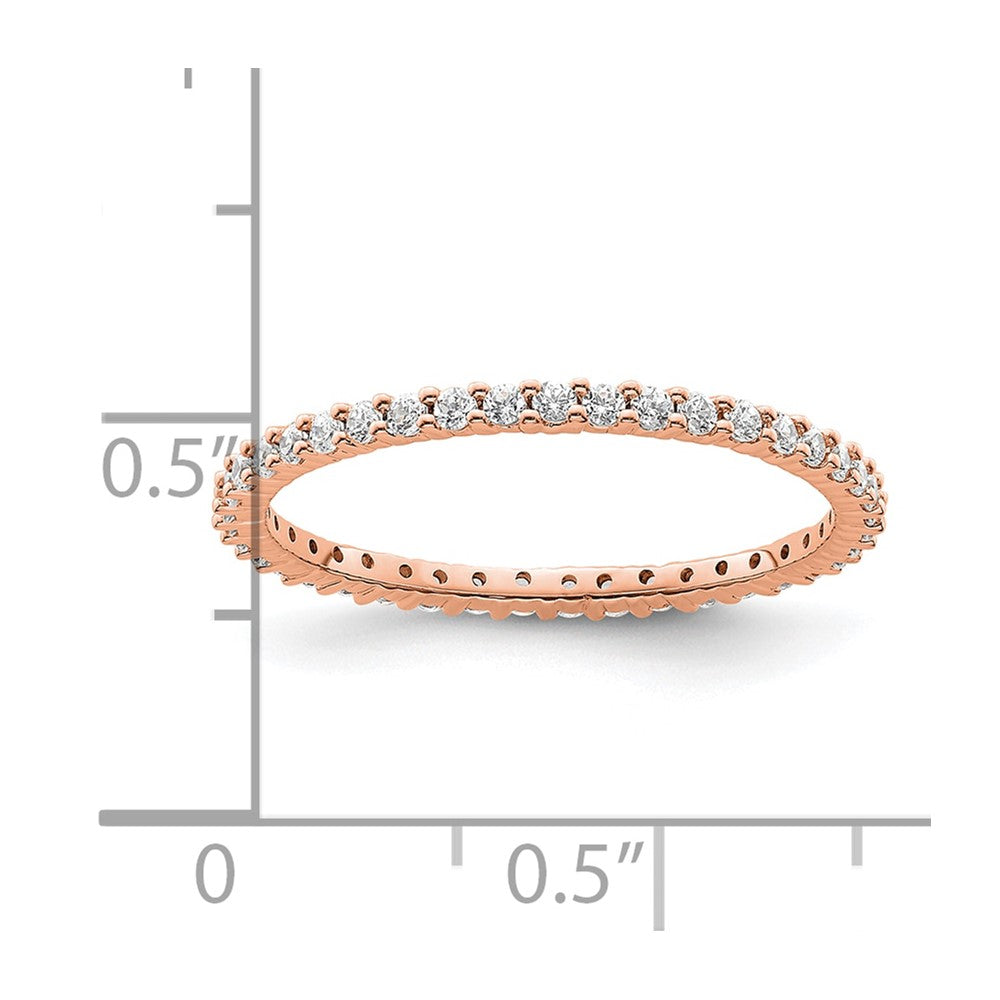 Solid Real 14k Rose Gold Polished Shared Prong 1/2ct CZ Eternity Wedding Band Ring