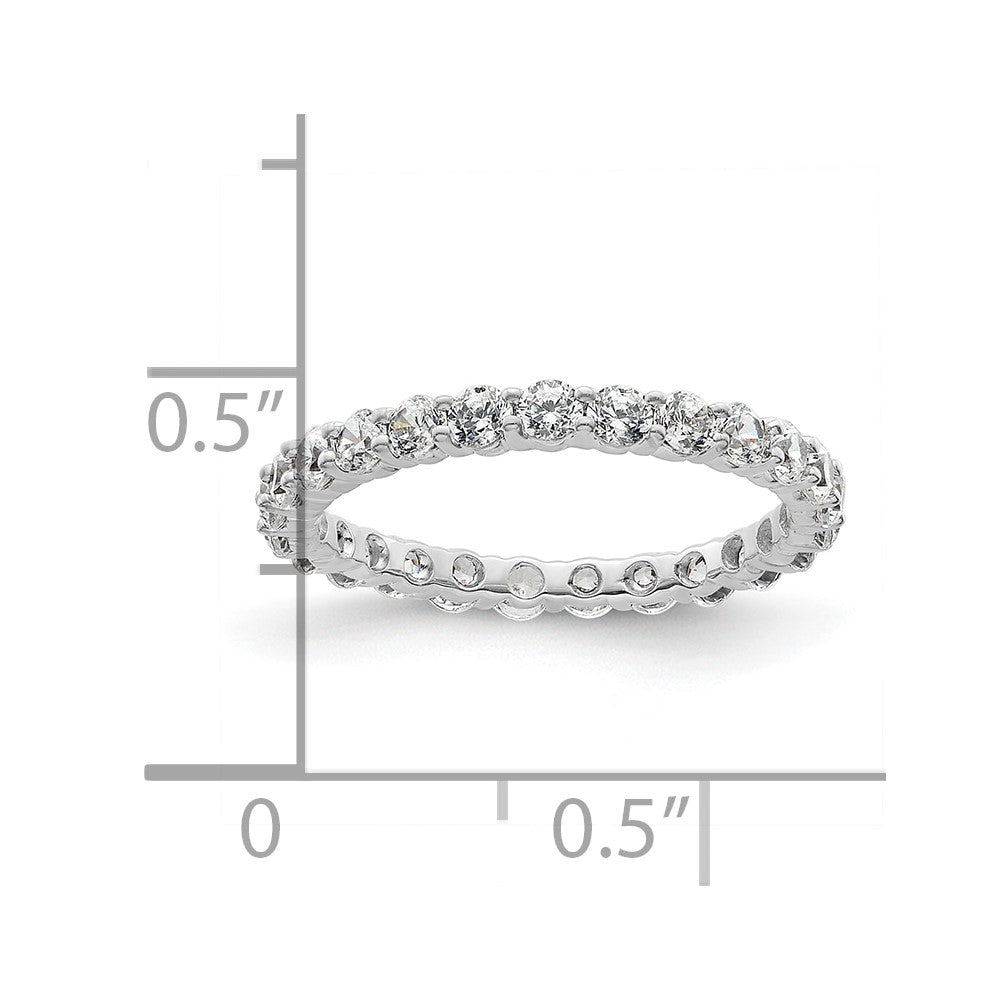 Solid Real 14k White Gold Polished shared Prong 1ct CZ Eternity Wedding Band Ring