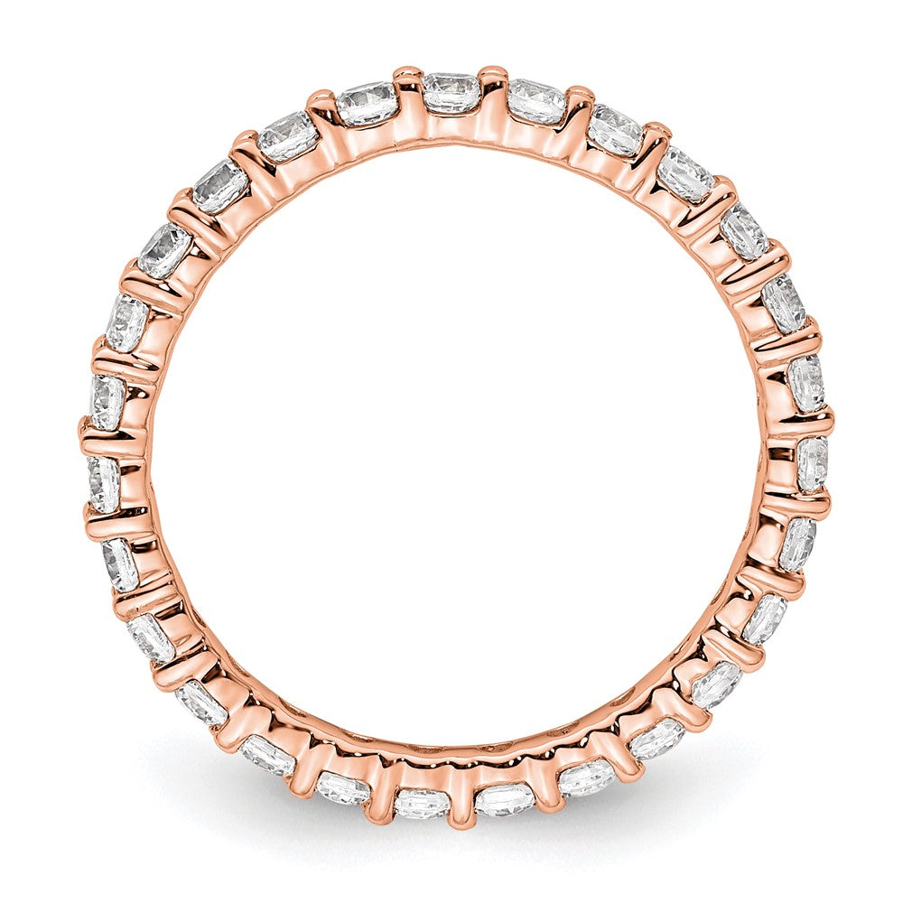 Solid Real 14k Rose Gold Polished shared Prong 1ct CZ Eternity Wedding Band Ring