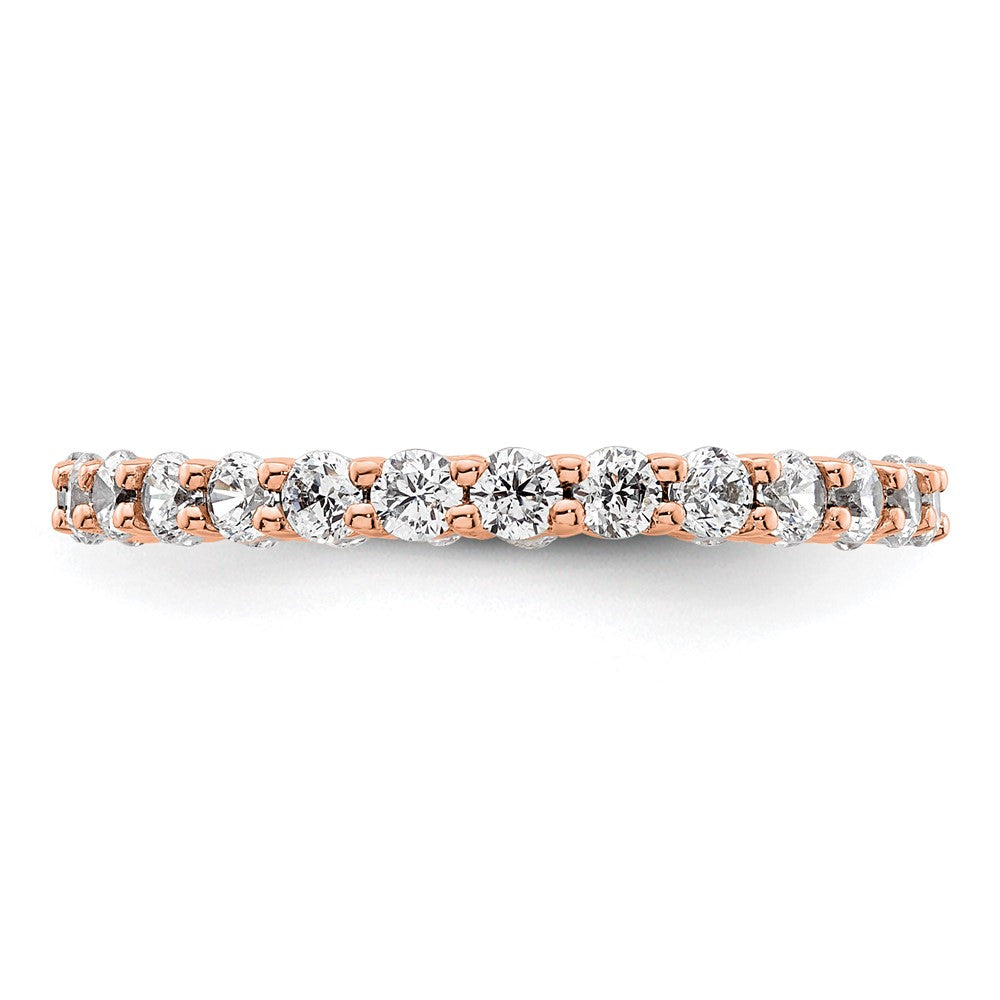 Solid Real 14k Rose Gold Polished shared Prong 1ct CZ Eternity Wedding Band Ring