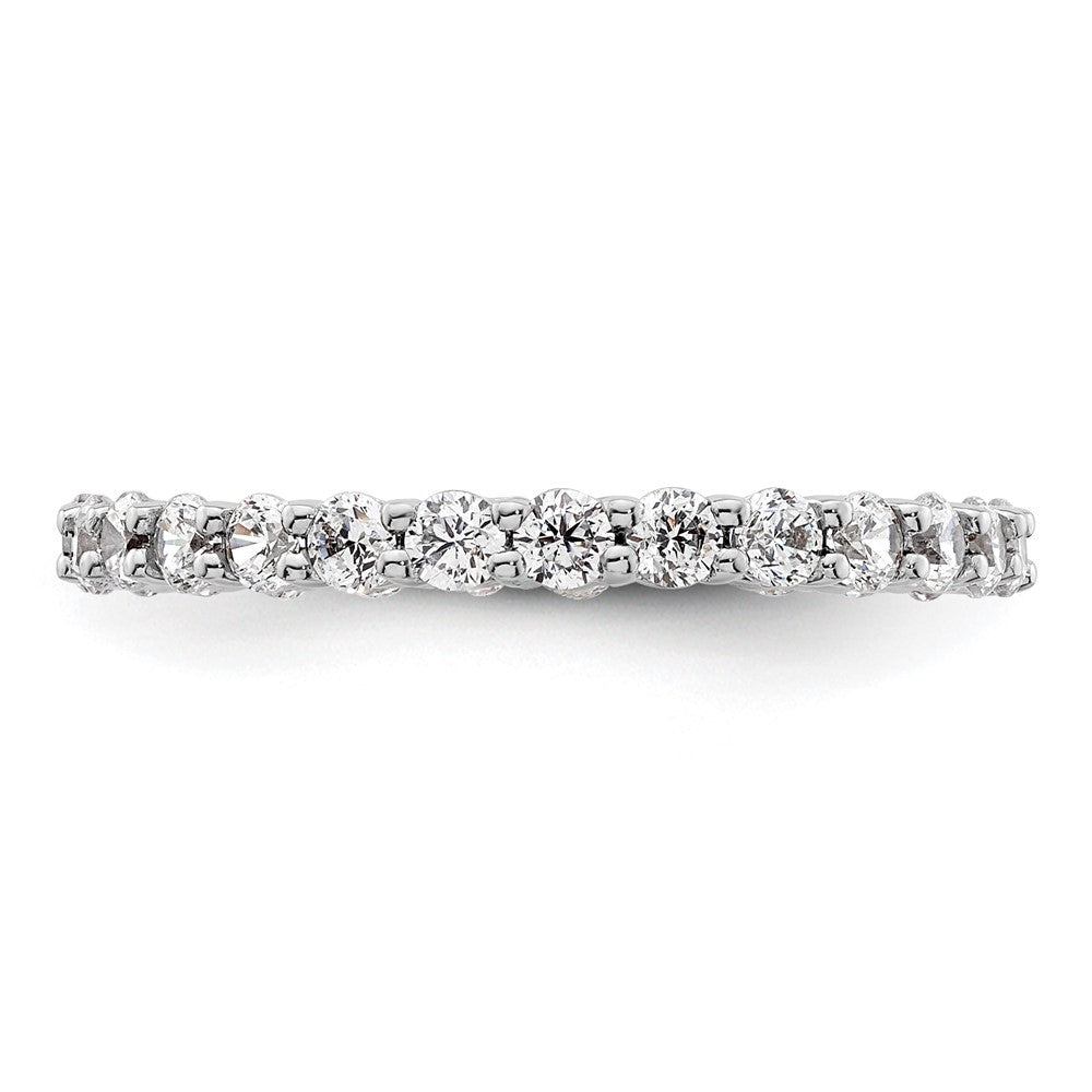 Solid Real 14k White Gold Polished shared Prong 1ct CZ Eternity Wedding Band Ring